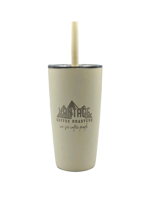 16oz Sandstone White VCR Tumbler w/Straw